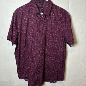 Men’s Express Men’s slim fit short sleeve button down shirt- Red Floral